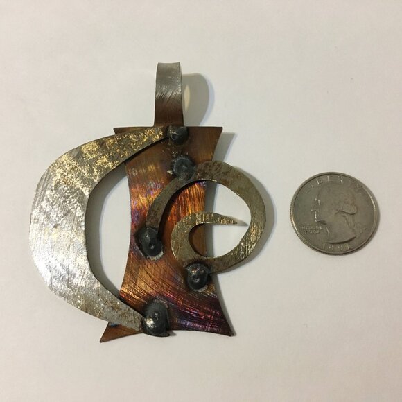 Crescent Pendant One Of A Kind Unique Handmade Stainless Steel Artisan New Gift - Picture 5 of 7